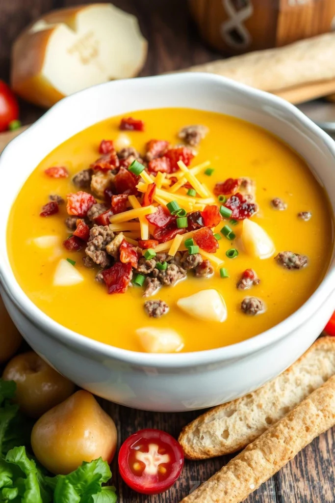 Classic Beef Bacon Cheeseburger Soup Recipe - Zynahz Classic Beef Bacon Cheeseburger Soup Recipe - Zynahz
