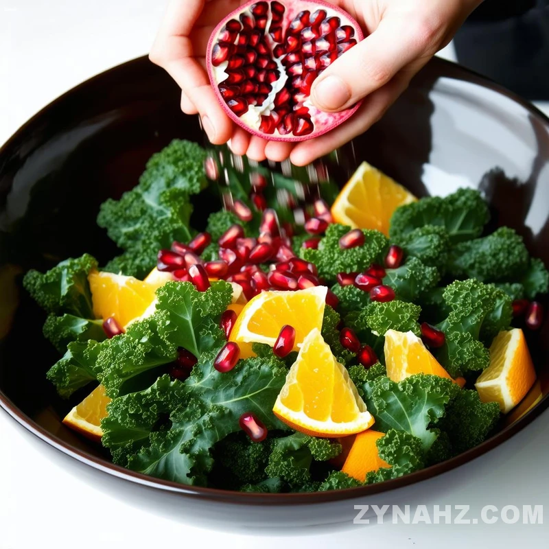 Kale Salad with Pomegranate and Citrus Recipe - Zynahz Kale Salad with Pomegranate and Citrus Recipe - Zynahz