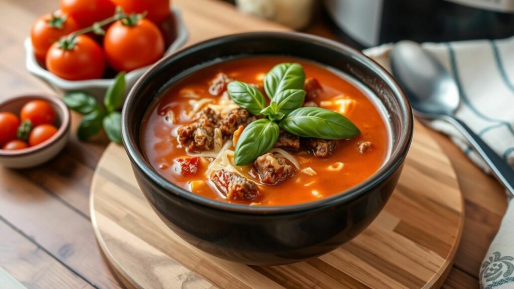 Beef Bacon Cheeseburger and Tomato Soup Recipe