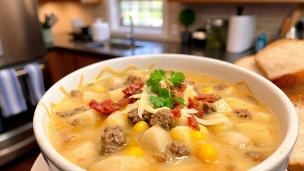 Beef and Bacon Cheeseburger Chowder Recipe