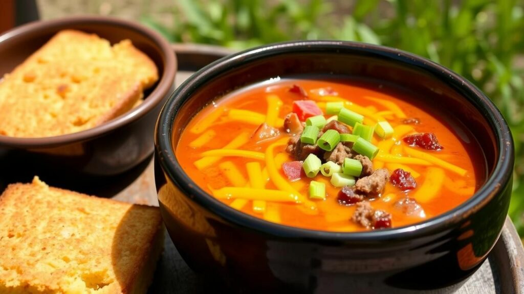 Beef and Bacon Cheeseburger Soup with a BBQ Twist Recipe