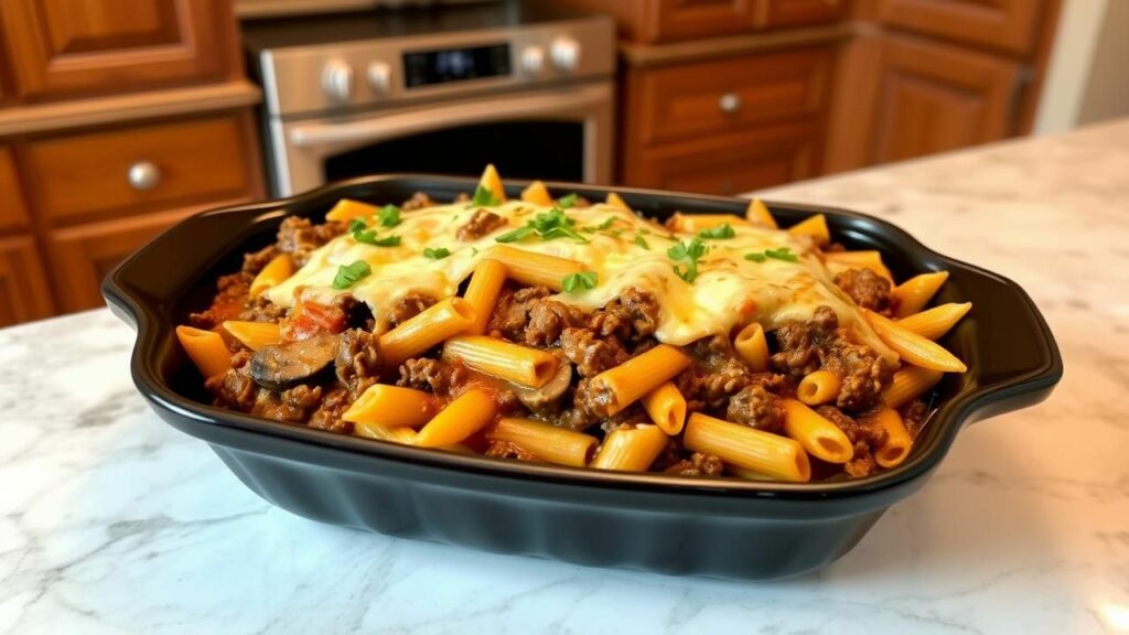 Beef and Mushroom Ziti Recipe