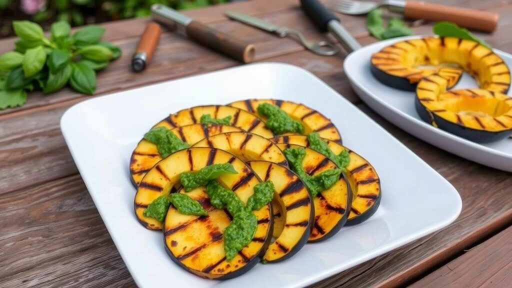 Grilled Acorn Squash with Basil Pesto Recipe