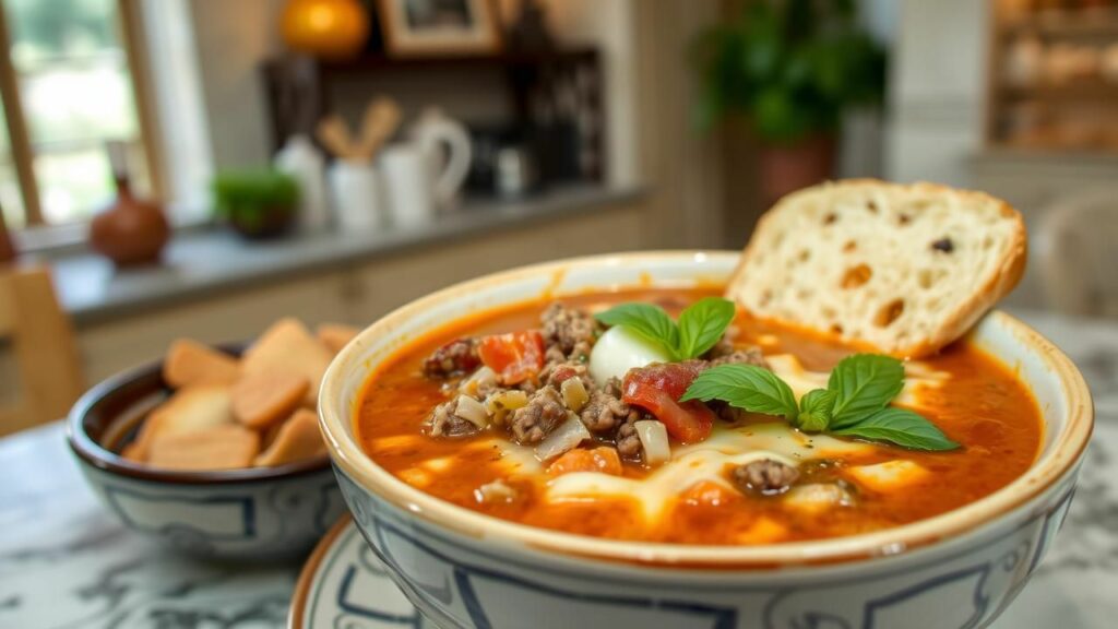 Italian Beef and Bacon Cheeseburger Soup Recipe