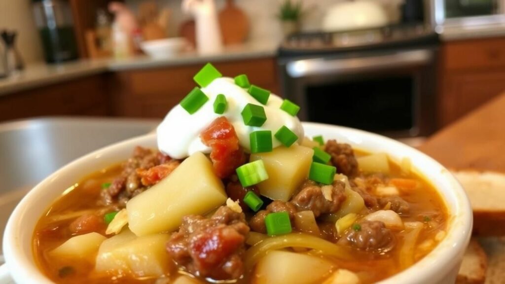 Loaded Beef and Bacon Cheeseburger Soup Recipe