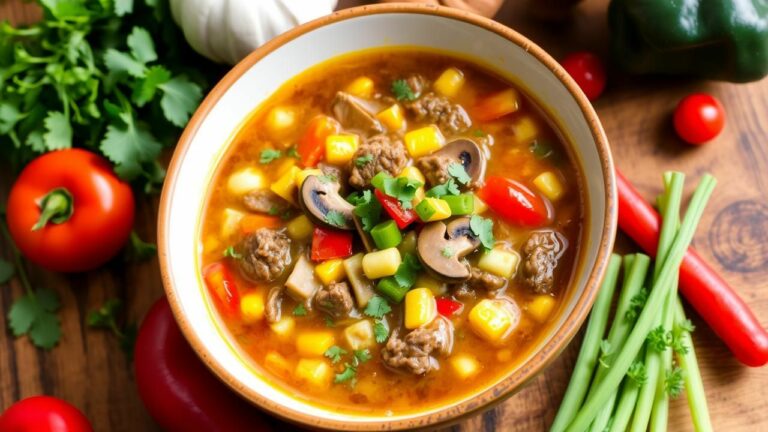 Loaded Veggie Cheeseburger Soup Recipe