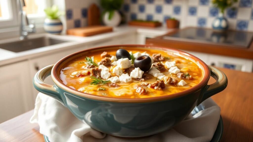 Mediterranean Cheeseburger Soup Recipe