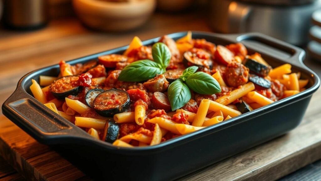 Spicy Sausage and Eggplant Ziti Recipe
