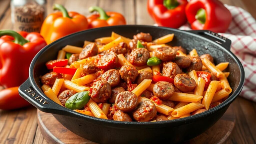 Spicy Sausage and Peppers Ziti Recipe