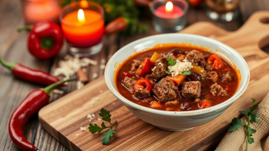 Venison Chili with Roasted Red Peppers Recipe