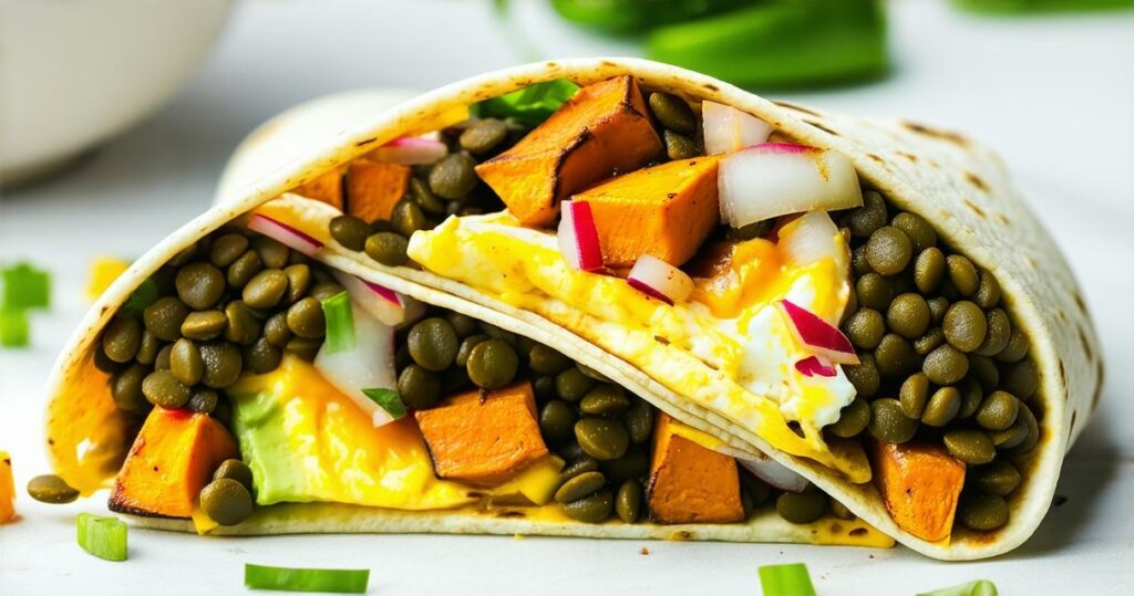 Lentil & Sweet Potato Breakfast Burrito Recipe - Zynahz
