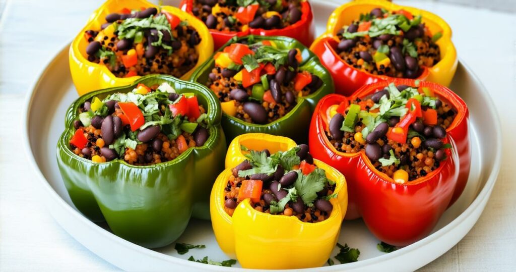 Quinoa and Black Bean Stuffed Peppers Recipe - Zynahz