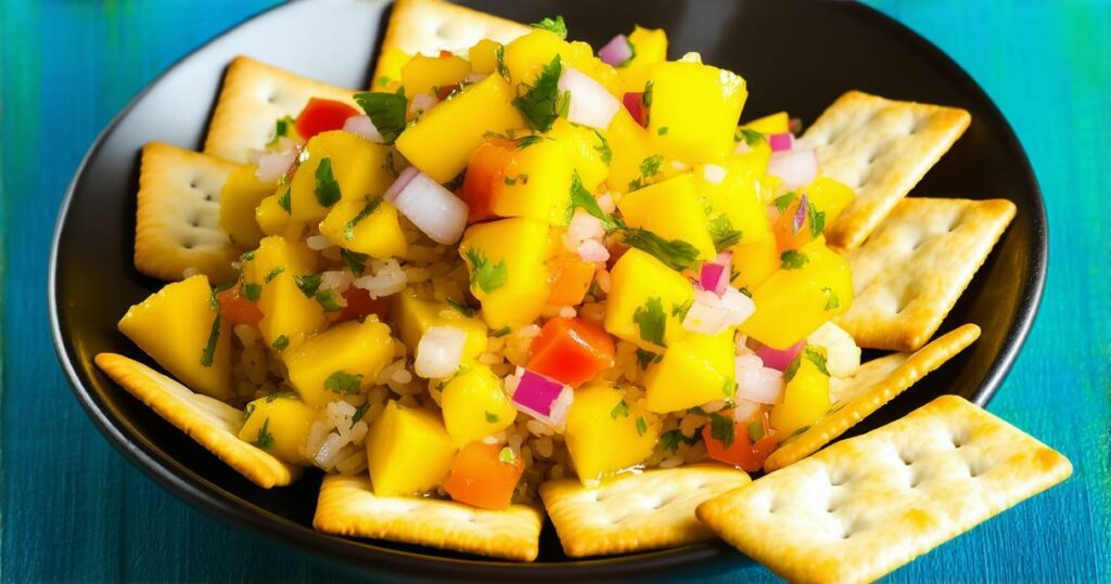 Rice Crackers with Mango Salsa Recipe - Zynahz