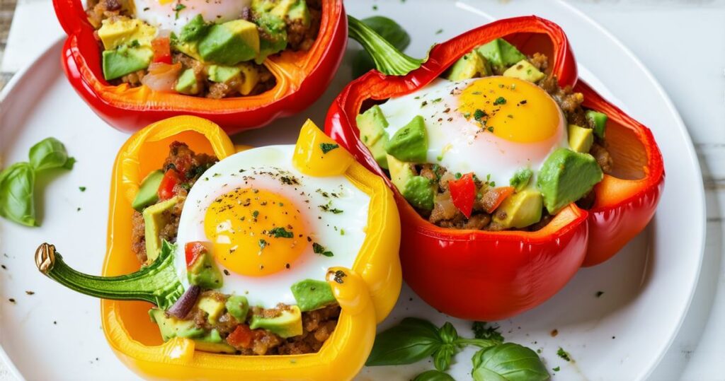 Avocado and Egg Stuffed Bell Peppers Recipe - Zynahz