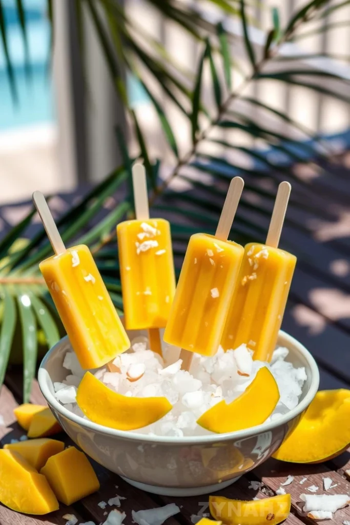 Tropical Mango Coconut Ice Pops Recipe - Zynahz Tropical Mango Coconut Ice Pops Recipe - Zynahz