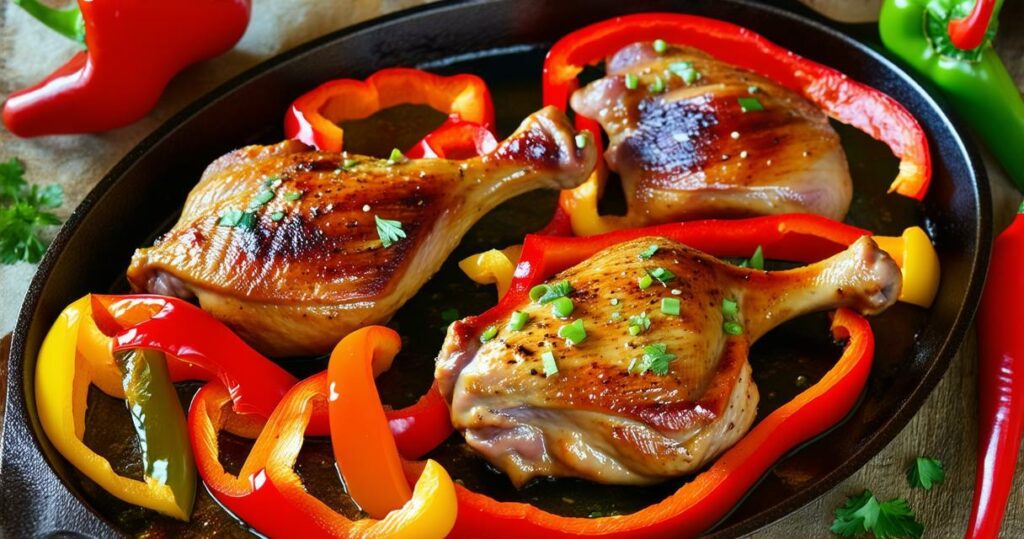 Spicy Chicken Thighs and Bell Peppers Recipe - Zynahz
