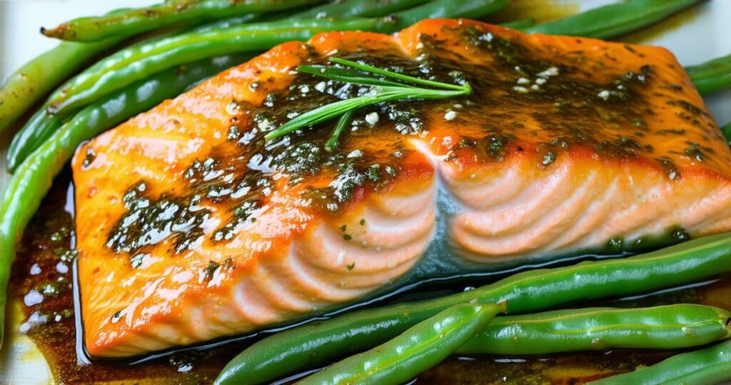 Tangy Mustard Salmon with Green Beans Recipe - Zynahz