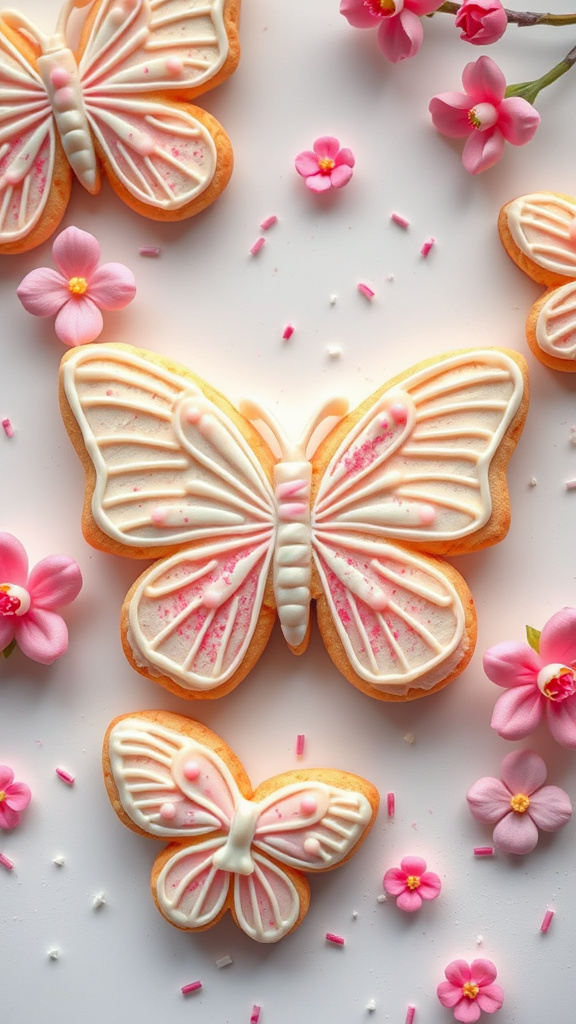 20 Gorgeous Easter Cookies Decorated to Impress Everyone - Zynahz 10. Butterfly Blossom Iced Cookies