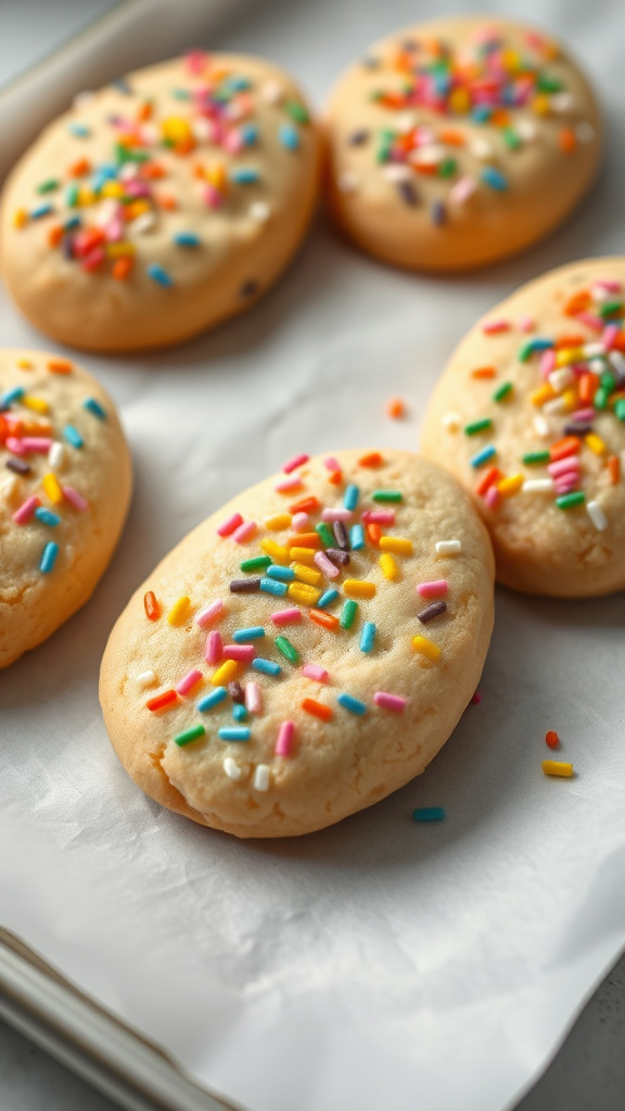 20 Gorgeous Easter Cookies Decorated to Impress Everyone - Zynahz 13. Rainbow Sprinkle Egg Cookies
