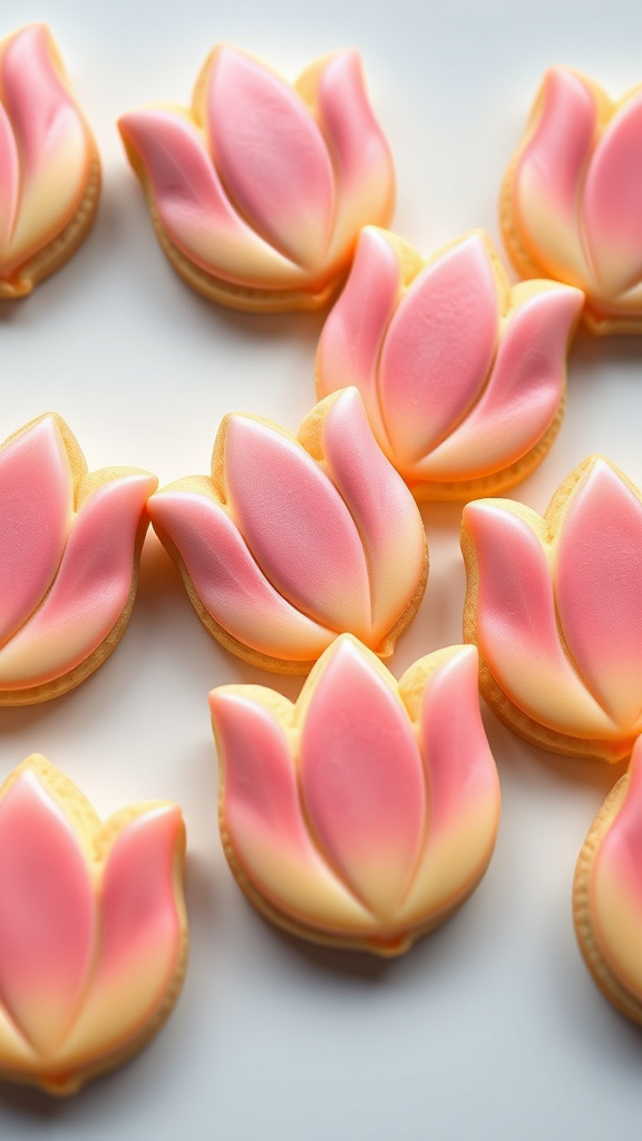 20 Gorgeous Easter Cookies Decorated to Impress Everyone - Zynahz 16. Ombre Tulip Sugar Cookies