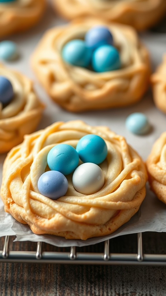 20 Gorgeous Easter Cookies Decorated to Impress Everyone - Zynahz 19. Baby Bluebird Nest Cookies
