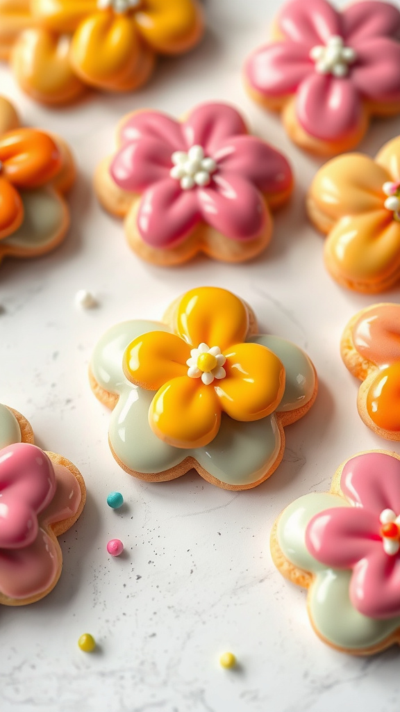 20 Gorgeous Easter Cookies Decorated to Impress Everyone - Zynahz 6. Blossom Glazed Easter Cookies