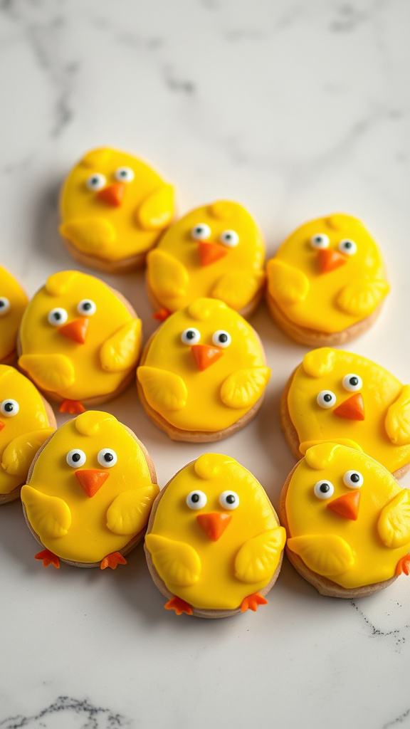 20 Gorgeous Easter Cookies Decorated to Impress Everyone - Zynahz 8. Chick Decorated Easter Treats