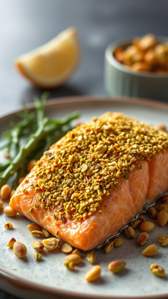 21 Creative Easter Dinner Ideas to Elevate Your Feast - Zynahz 11. Pistachio-Crusted Salmon