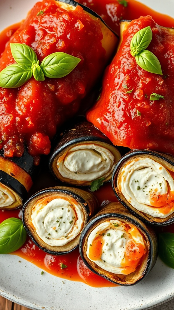 21 Creative Easter Dinner Ideas to Elevate Your Feast - Zynahz 14. Ricotta-Stuffed Eggplant Rolls