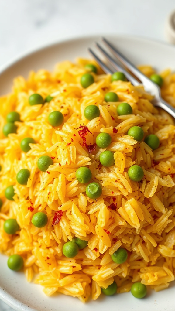 21 Creative Easter Dinner Ideas to Elevate Your Feast - Zynahz 20. Saffron Rice with Spring Peas