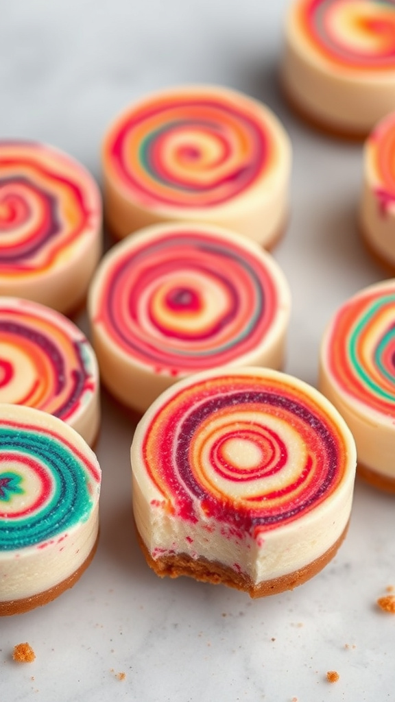 10. Rainbow Swirl Cheesecake Bites