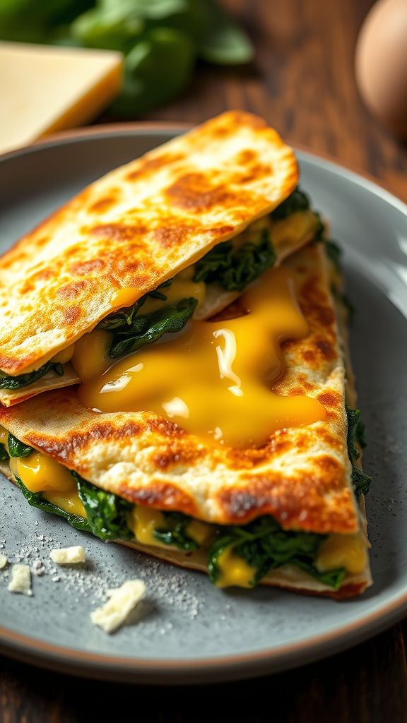 20. Cheesy Spinach Breakfast Quesadilla
