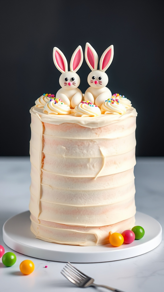 22 Adorable Easter Bunny Cake to Charm Your Party - Zynahz 11. Rainbow Bunny Fun Cake