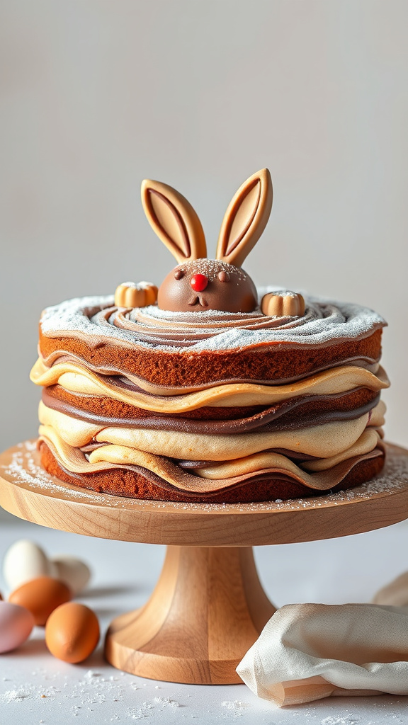 22 Adorable Easter Bunny Cake to Charm Your Party - Zynahz 15. Bunny Nutella Swirl Cake