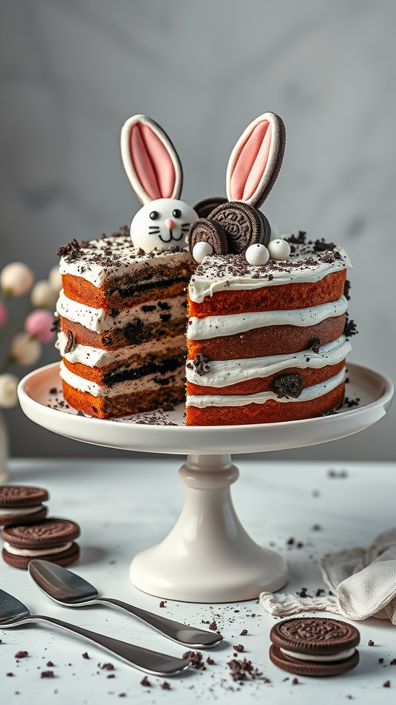 22 Adorable Easter Bunny Cake to Charm Your Party - Zynahz 18. Bunny Oreo Smash Cake