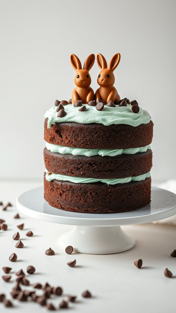 22 Adorable Easter Bunny Cake to Charm Your Party - Zynahz 19. Bunny's Chocolate Mint Dream