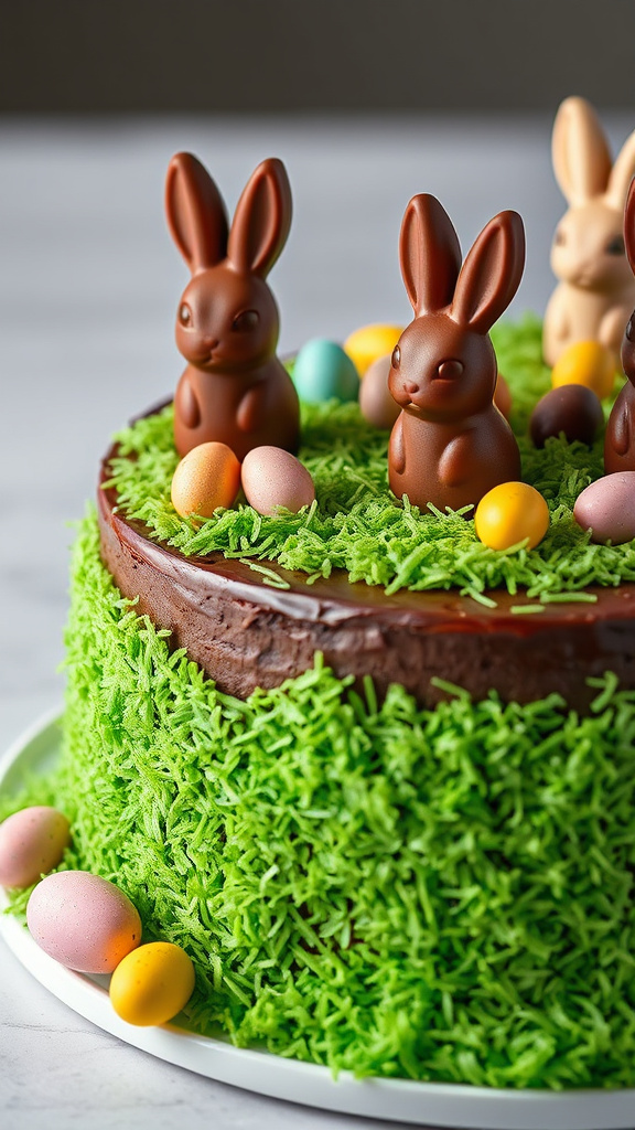 22 Adorable Easter Bunny Cake to Charm Your Party - Zynahz 6. Chocolate Bunny Garden Cake