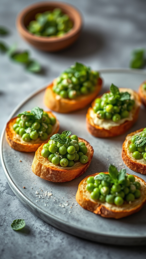 22 Creative Easter Appetizers to Kick Off the Feast - Zynahz 3. Spring Pea Crostini