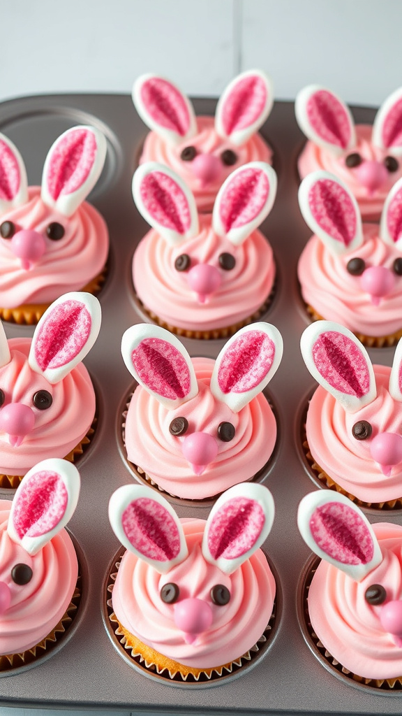 22 Sweet Easter Cupcake Ideas to Brighten Your Table - Zynahz 12. Pink Lemonade Bunny Faces