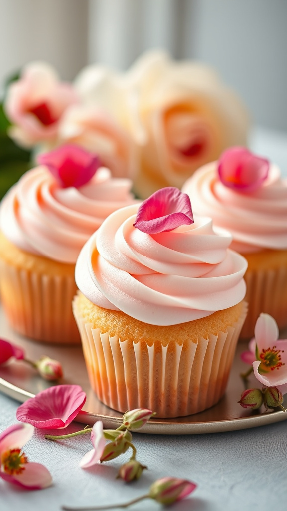 22 Sweet Easter Cupcake Ideas to Brighten Your Table - Zynahz 14. Vanilla Bean Rosy Blossoms