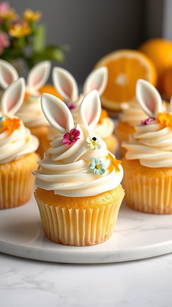 22 Sweet Easter Cupcake Ideas to Brighten Your Table - Zynahz 16. Floral Citrus Bunny Nibbles