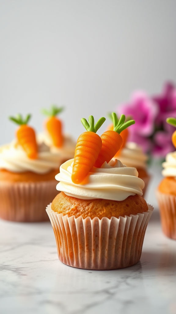 22 Sweet Easter Cupcake Ideas to Brighten Your Table - Zynahz 21. Cream Cheese Carrot Toppers