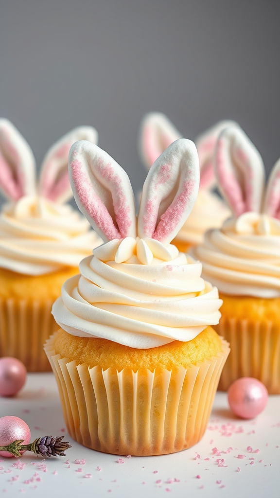 22 Sweet Easter Cupcake Ideas to Brighten Your Table - Zynahz 6. Lemon Lavender Bunny Ears