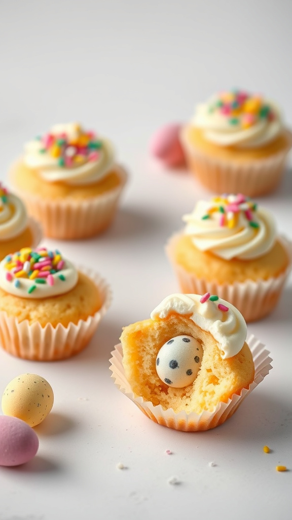 22 Sweet Easter Cupcake Ideas to Brighten Your Table - Zynahz 7. Speckled Egg Surprise Bites