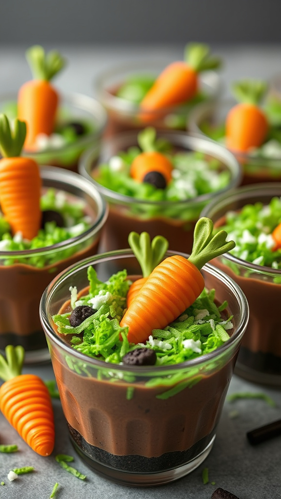 23 Delightful Cute Easter Desserts to Brighten Your Day - Zynahz 12. Carrot Garden Pudding Cups