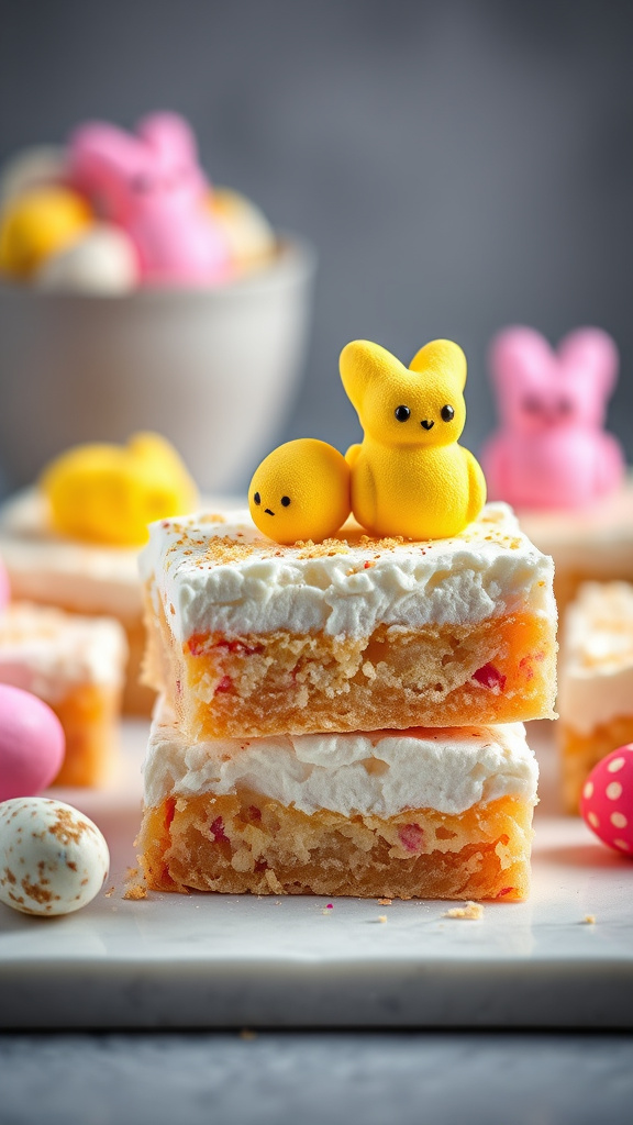 23 Delightful Cute Easter Desserts to Brighten Your Day - Zynahz 17. Peeps Marshmallow Bars