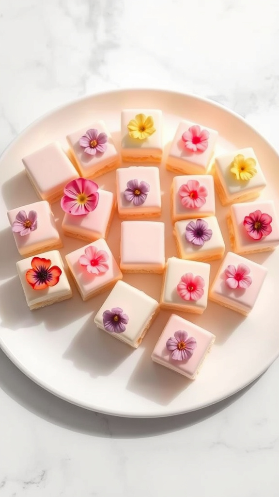23 Delightful Cute Easter Desserts to Brighten Your Day - Zynahz 18. Floral Fondant Petit Fours