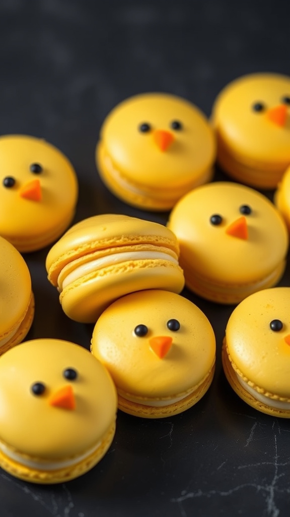 23 Delightful Cute Easter Desserts to Brighten Your Day - Zynahz 2. Easter Chick Macarons