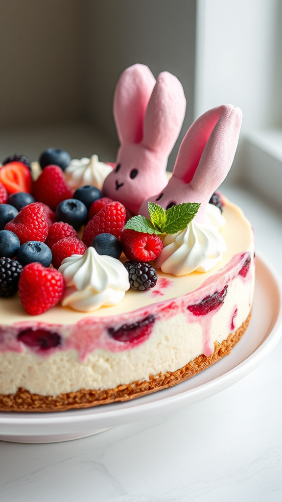 23 Delightful Cute Easter Desserts to Brighten Your Day - Zynahz 20. Berry Bunny Cheesecake
