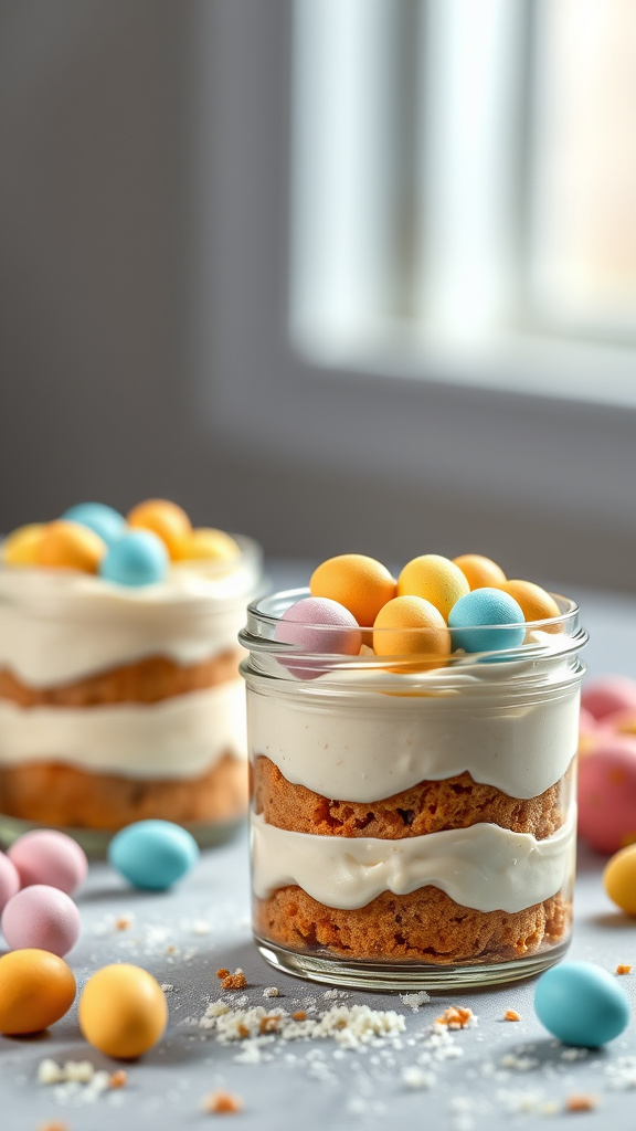 23 Delightful Cute Easter Desserts to Brighten Your Day - Zynahz 4. Mini Egg Cheesecake Jars